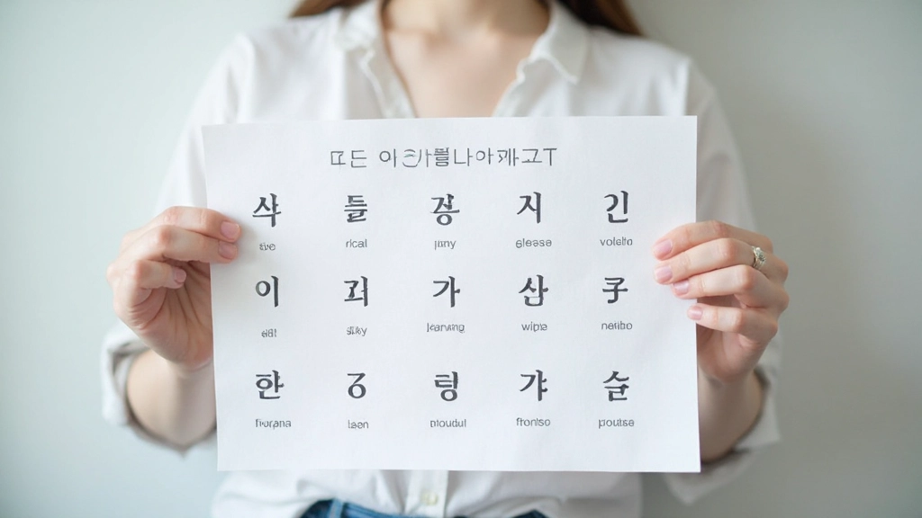 Hangul vowels chart showing basic vertical and horizontal vowels with English phonetic equivalents