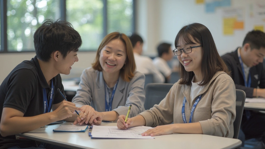 Diverse students engaged in Korean language learning at Hangul Academy