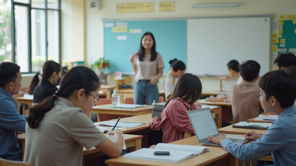 Korean language learning classroom with engaged students