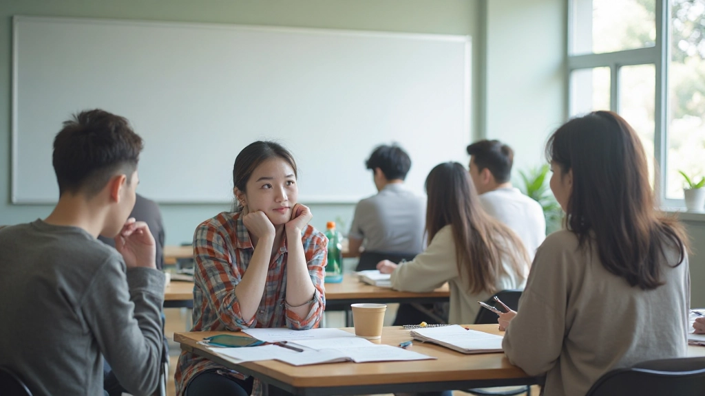Students learning Korean in classroom